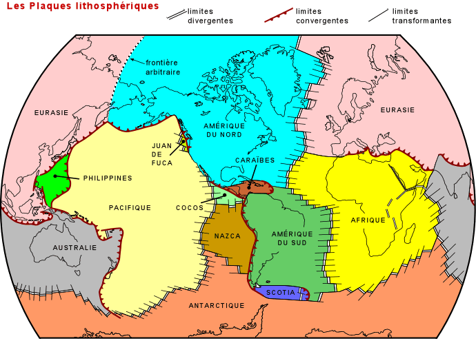 Carte des plaques lithosphériques